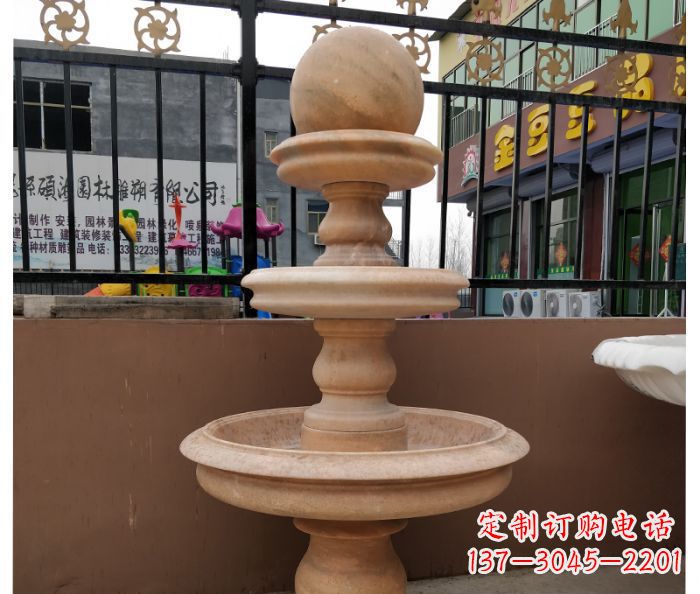 鹤壁风水球石雕,晚霞红别墅装饰精品