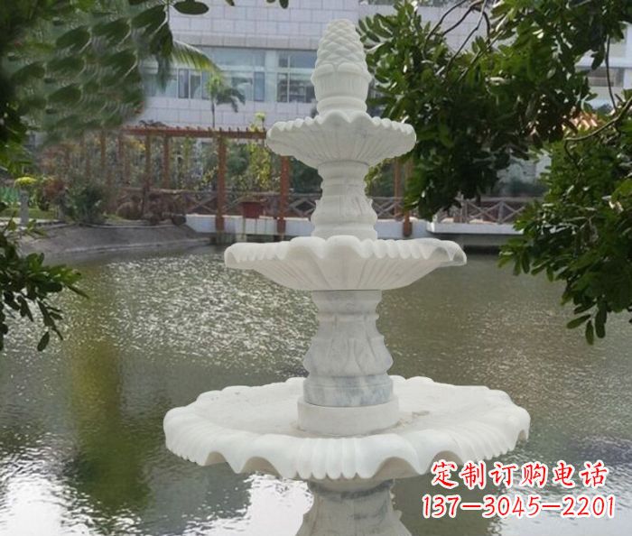 鹤壁精致美观的三层喷泉汉白玉公园石雕