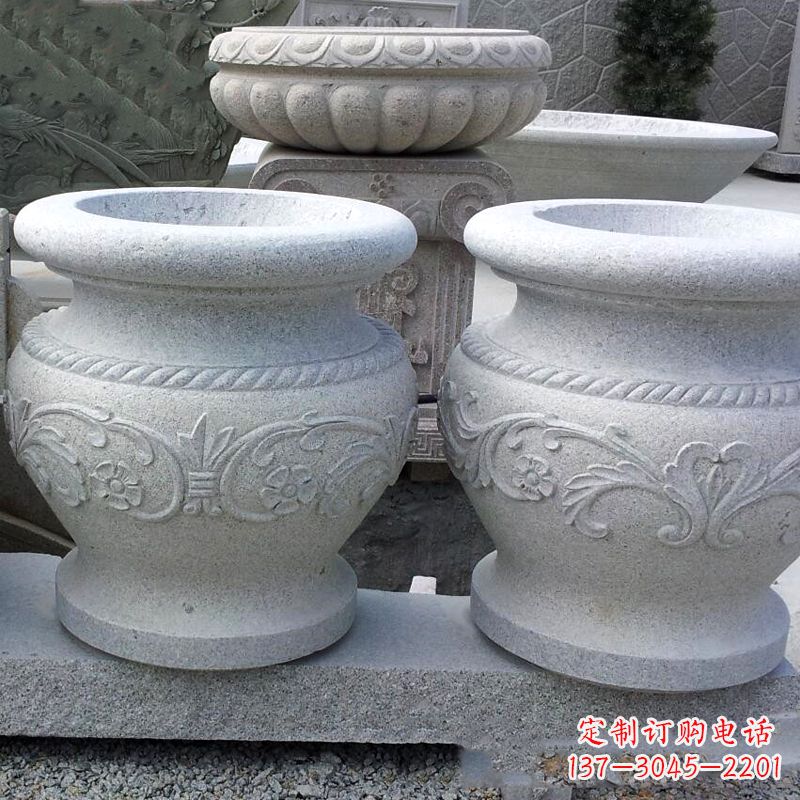 鹤壁砂岩花盆石雕，搭配室内装饰空间
