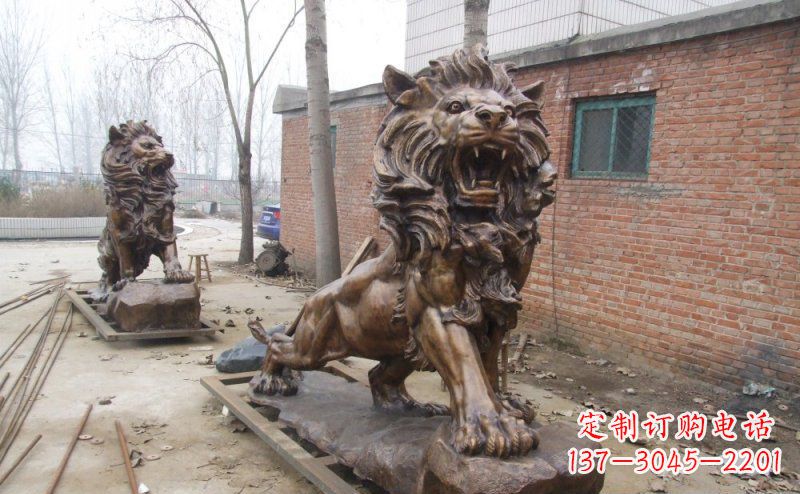 鹤壁狮子企业动物铜雕