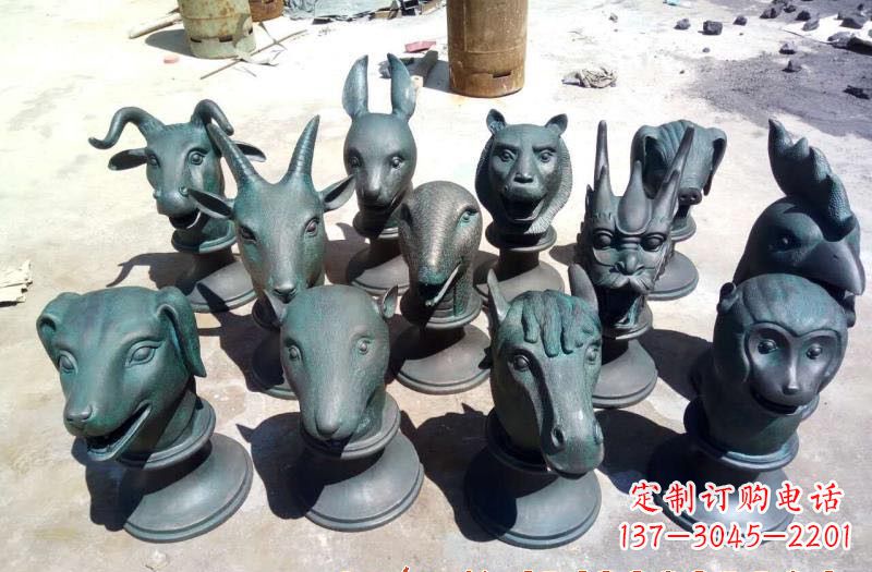 鹤壁精美十二生肖铜头像雕塑