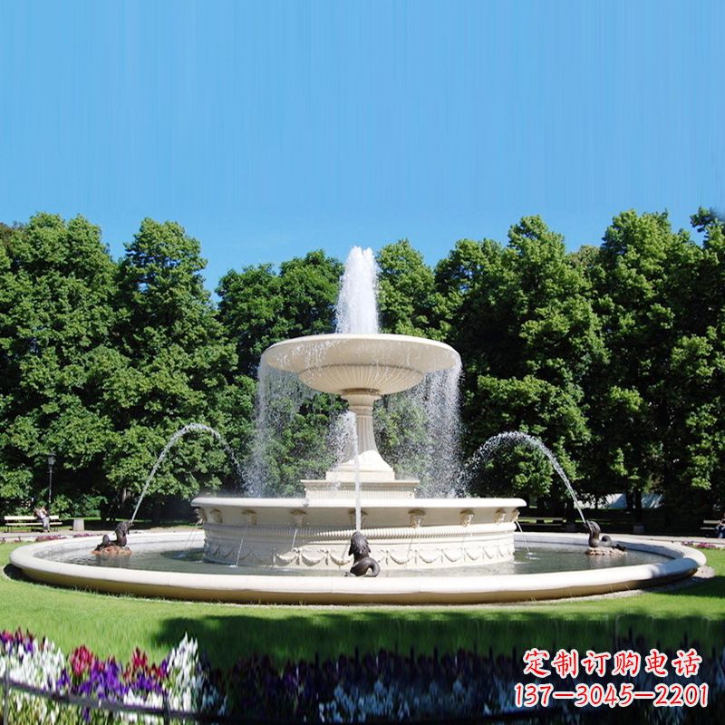 鹤壁风格多变的莲花喷泉雕塑