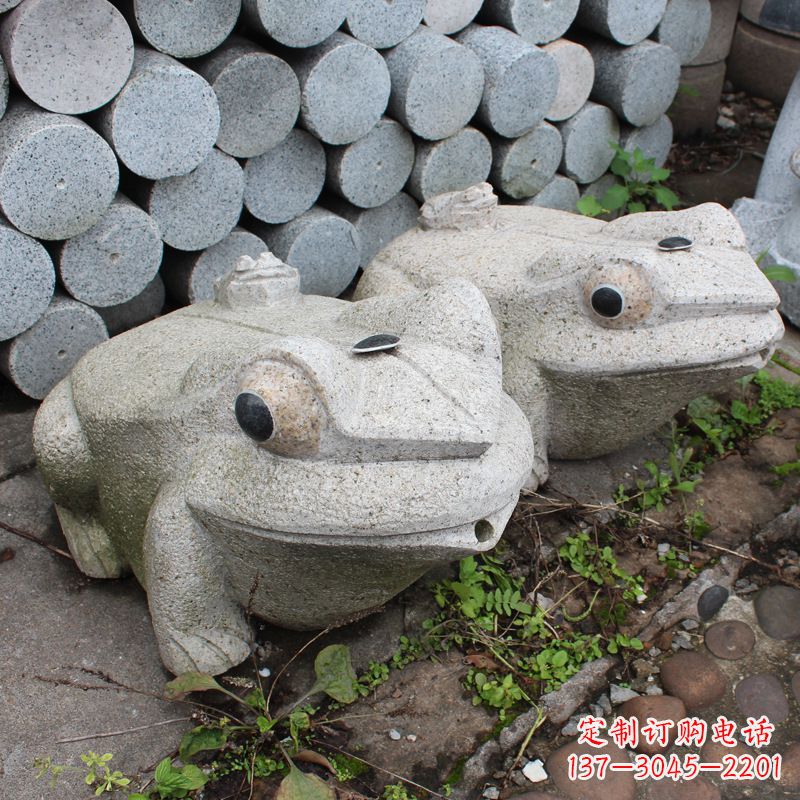 鹤壁石雕青蛙喷水雕塑