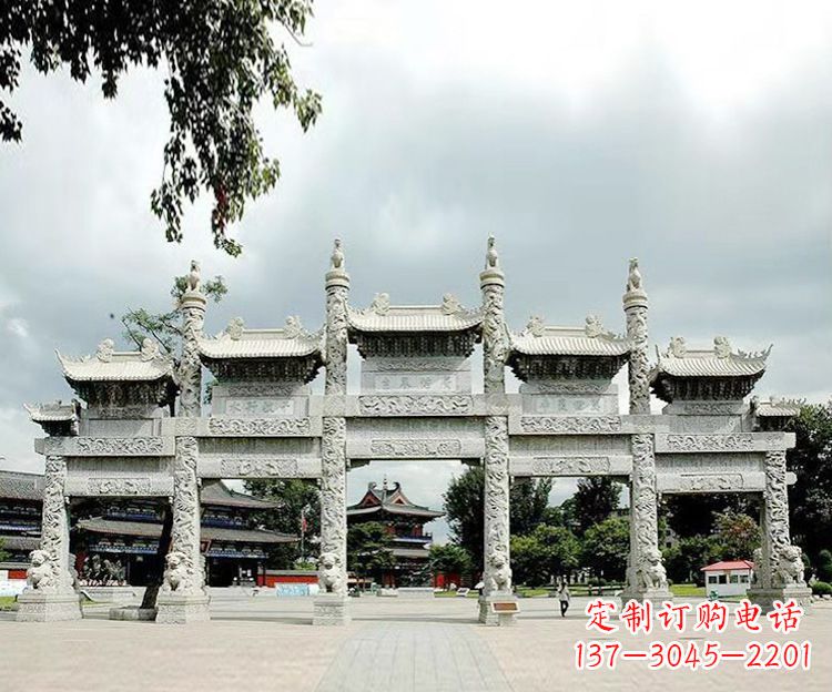 鹤壁石雕五门牌坊