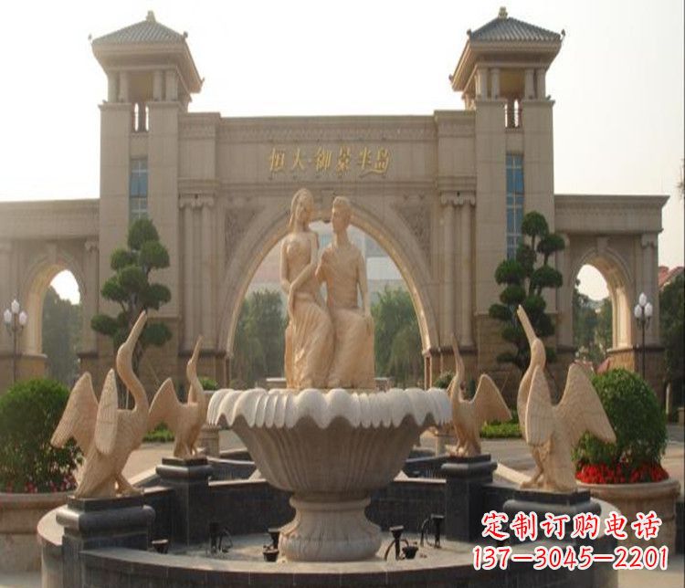 鹤壁石雕西方人物喷泉雕塑
