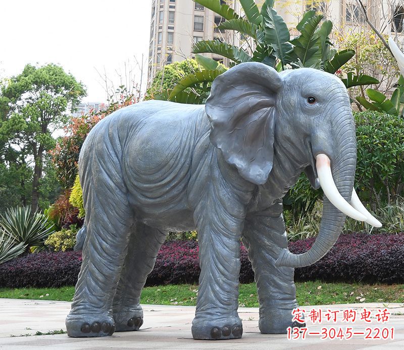 鹤壁石雕小区动物大象