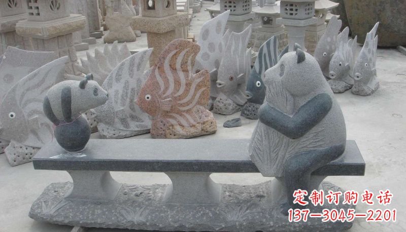 鹤壁石雕熊猫座椅