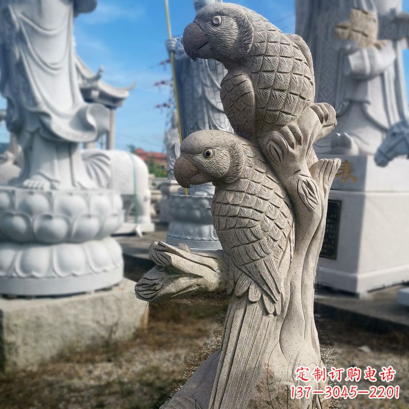 鹤壁石雕鹦鹉景观雕塑摆件