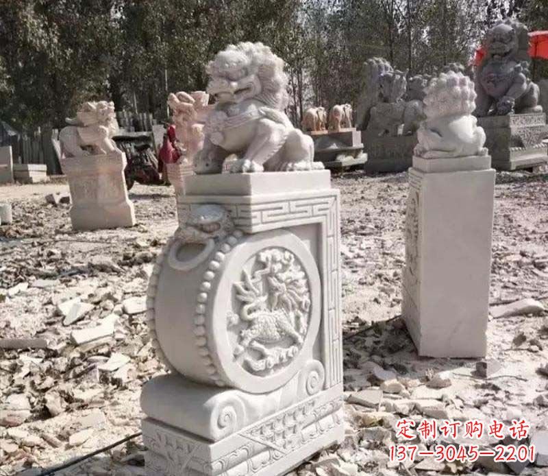 鹤壁石雕园林狮子抱鼓石 