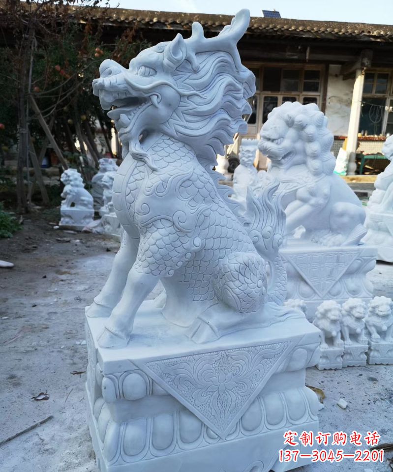 鹤壁石雕镇宅麒麟动物雕塑