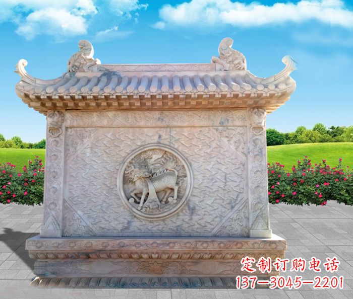 鹤壁石浮雕麒麟庭院影壁