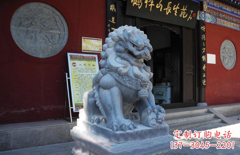 鹤壁石狮子寺庙门口石雕