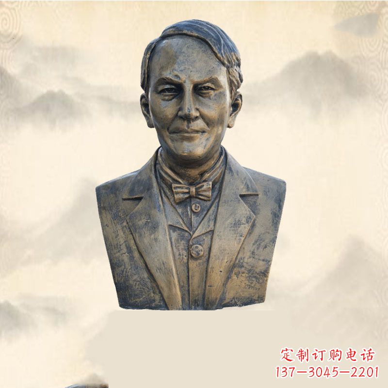 鹤壁世界名人爱迪生纯铜头像雕塑-学校校园名人系列雕塑