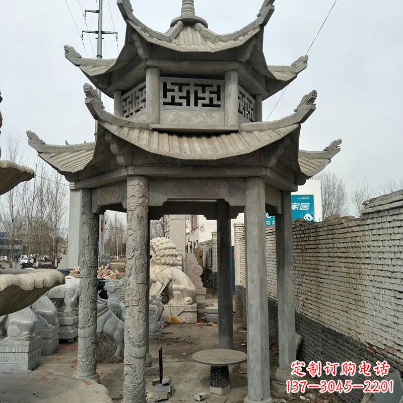 鹤壁双层大理石凉亭雕塑