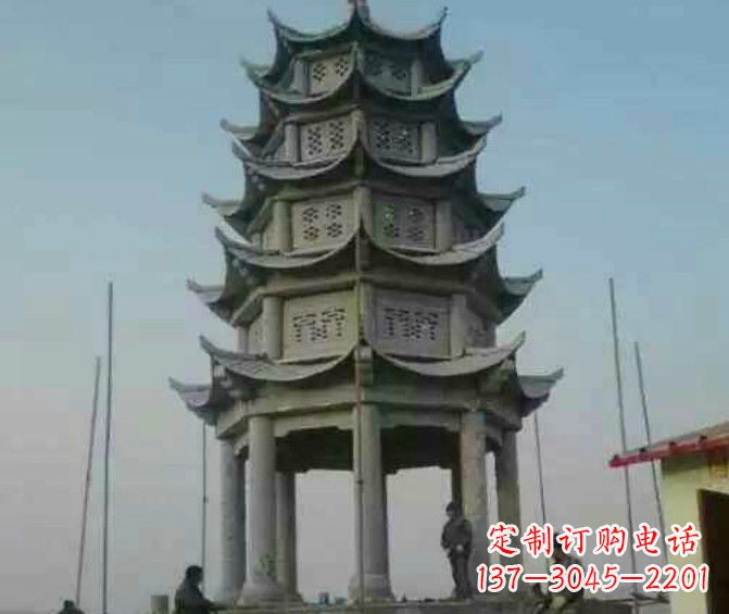 鹤壁双层大理石凉亭石雕 (2)