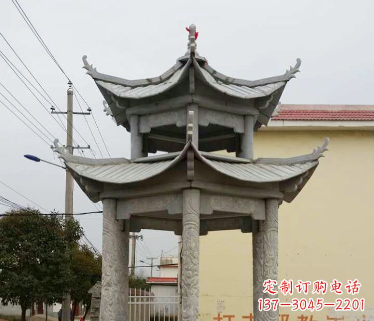 鹤壁双层仿古凉亭石雕 (2)