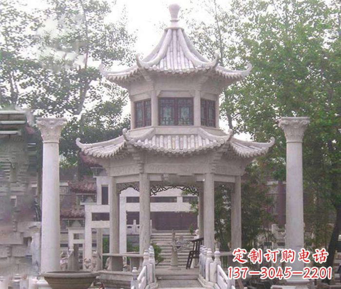 鹤壁双层仿古凉亭石雕 (3)