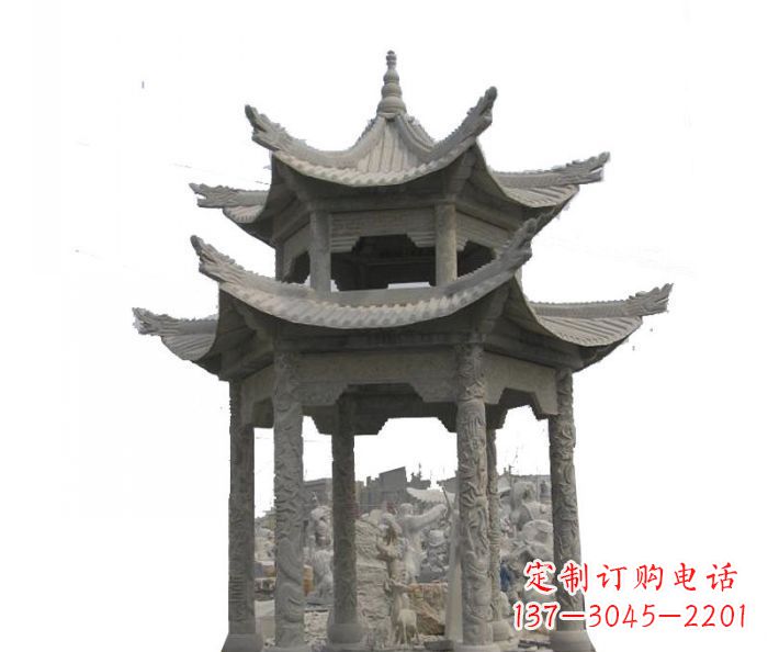 鹤壁双层仿古石雕凉亭 (2)
