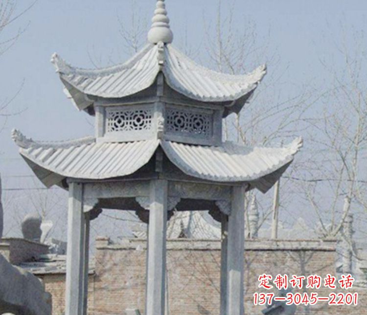 鹤壁双层仿古六角凉亭石雕