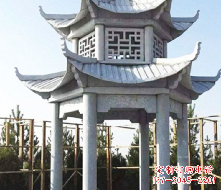 鹤壁双层仿古石凉亭石雕_2