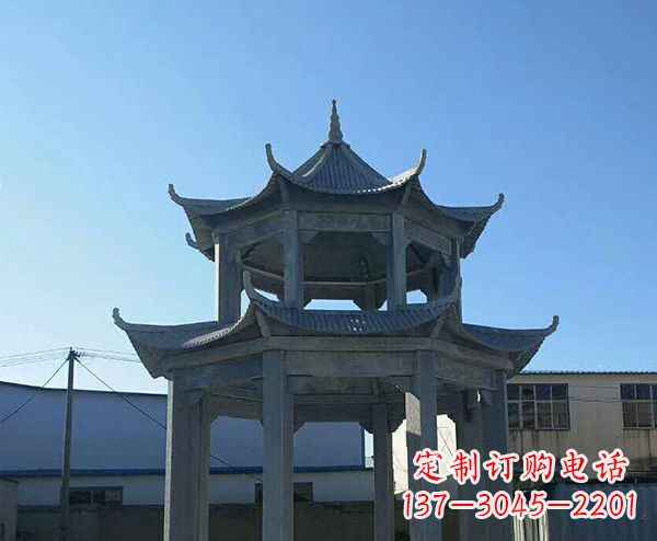 鹤壁双层仿古石凉亭石雕_1