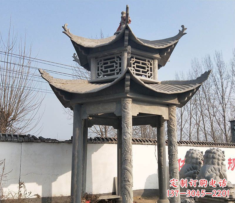 鹤壁双层户外凉亭石雕 (2)