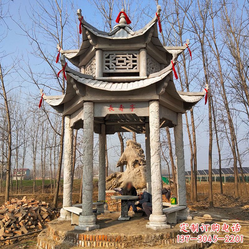 鹤壁双层六角石凉亭
