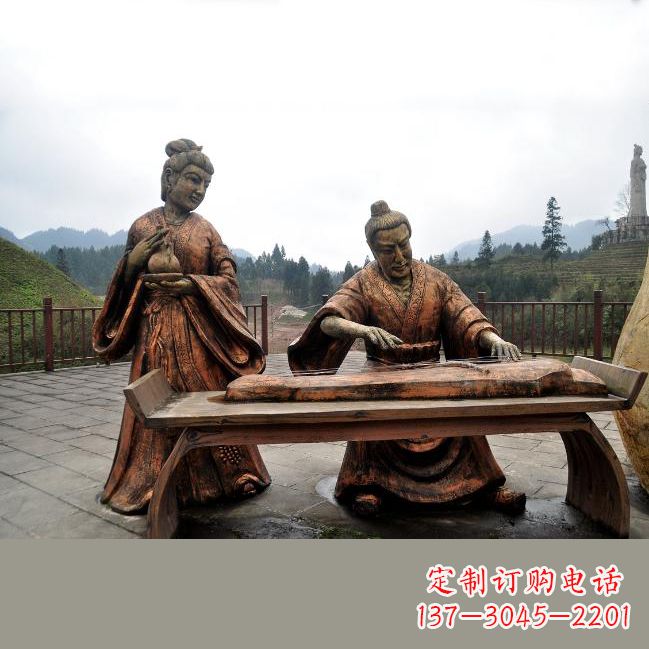 鹤壁司马相如与卓文君铜雕塑像-城市广场历史名人情景雕塑