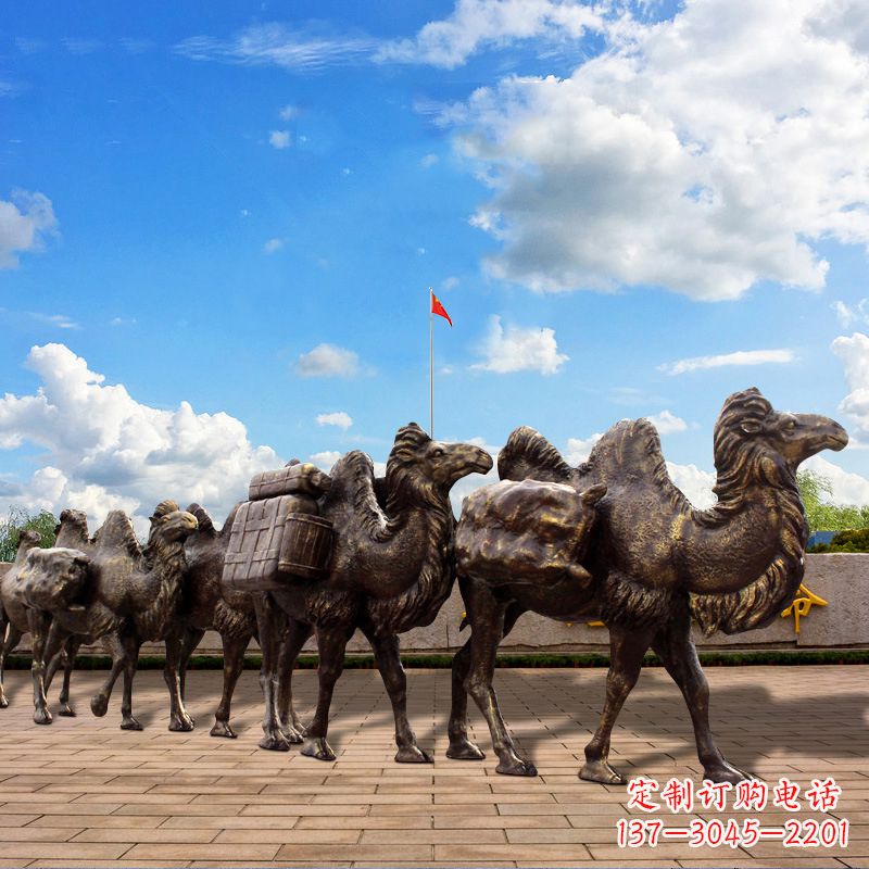 鹤壁丝绸之路骆驼队仿铜景观雕塑