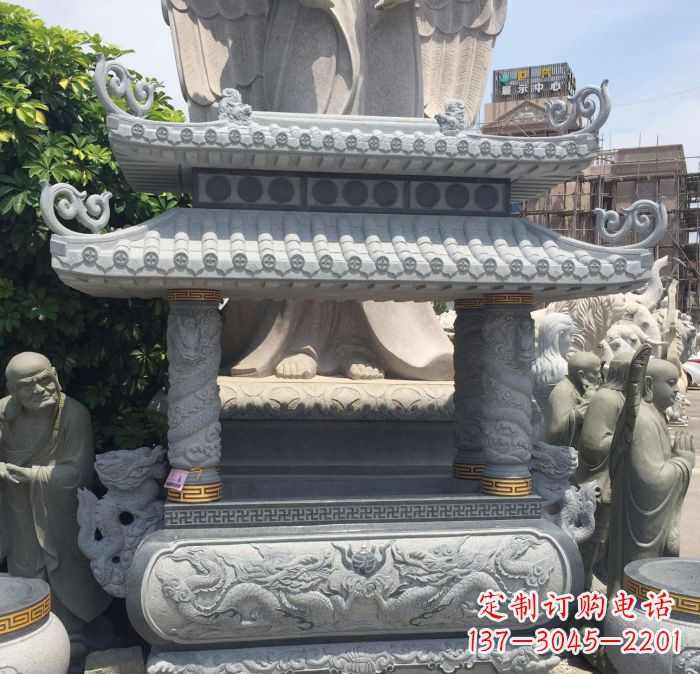 鹤壁寺庙景观仿古香炉石雕 (2)