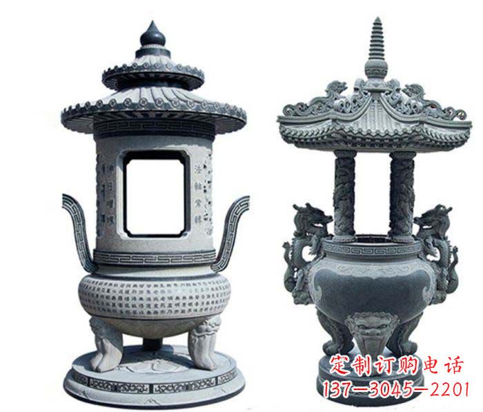 鹤壁寺庙景观仿古香炉石雕