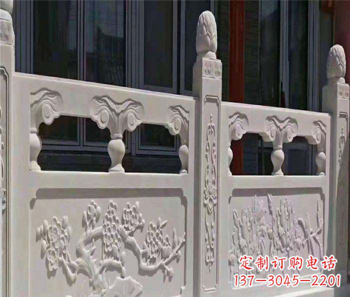 鹤壁寺庙景观汉白玉石浮雕栏板 (2)