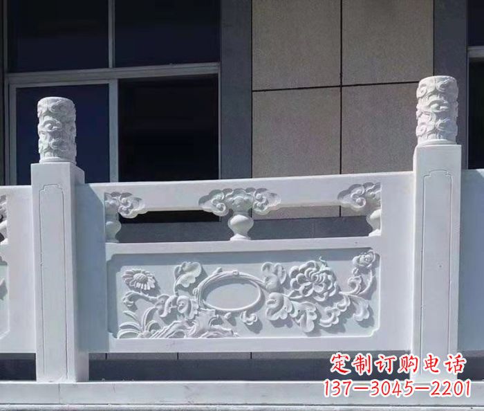 鹤壁寺庙景观汉白玉石浮雕栏板 (4)