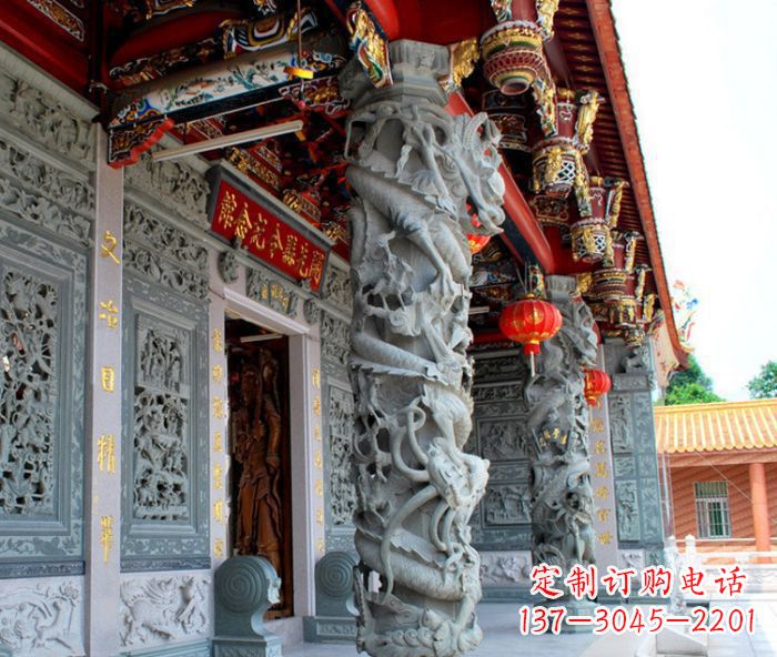鹤壁寺庙景观龙柱石雕