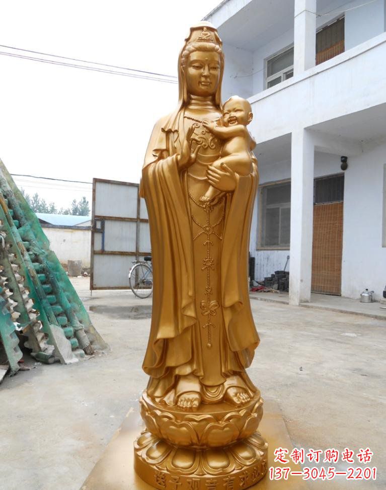 鹤壁寺庙立式送子观音铜雕