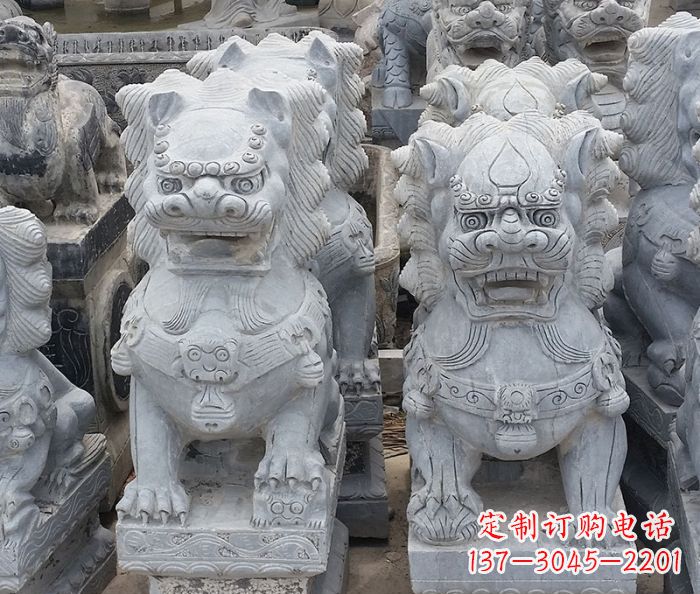 鹤壁寺庙青石狮子石雕