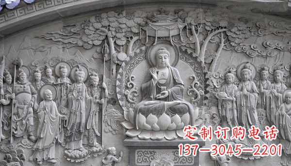 鹤壁寺庙墙壁石浮雕佛像