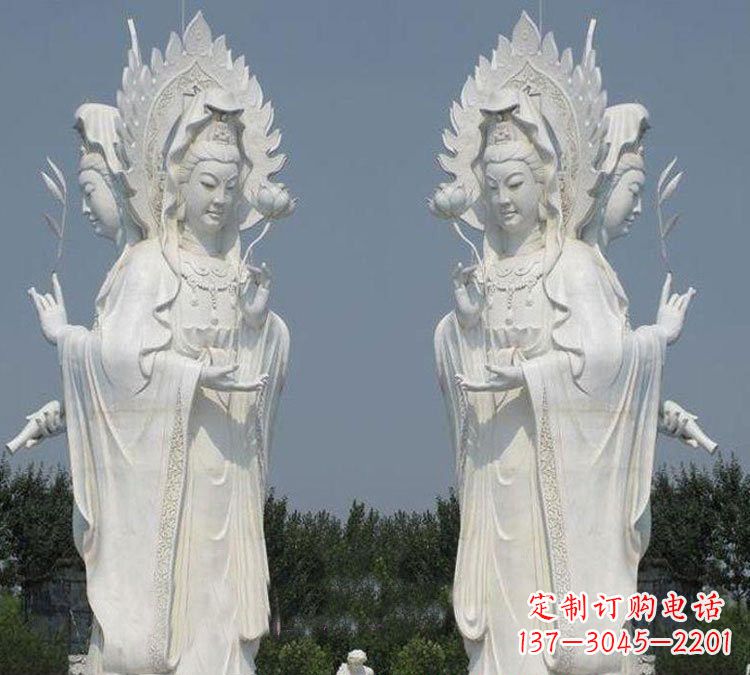 鹤壁寺庙三面观音菩萨雕塑
