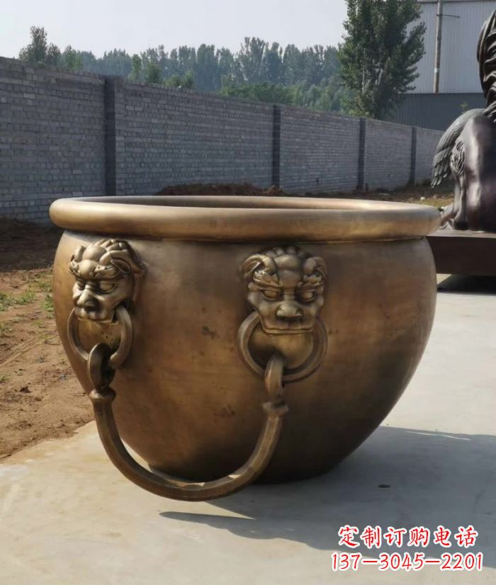 鹤壁寺庙铜雕水缸