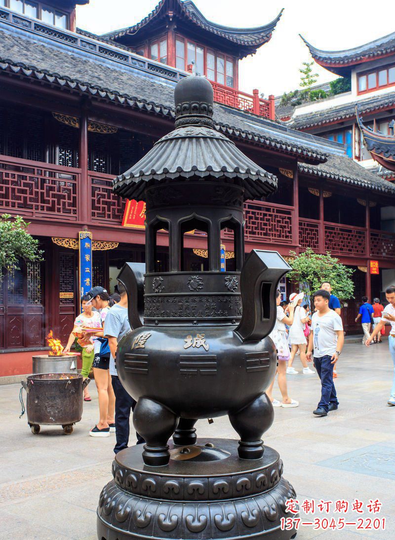 鹤壁寺庙铜香炉铜雕 (2)