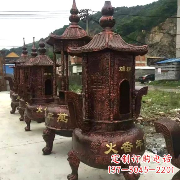 鹤壁寺庙铜香炉雕塑