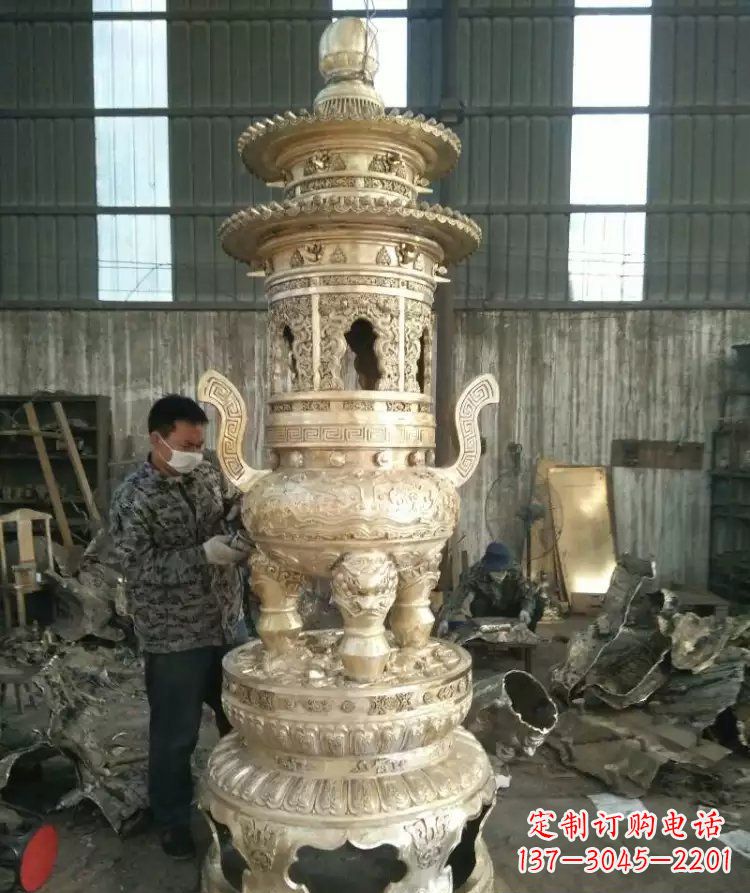 鹤壁寺庙香炉铜雕 (5)