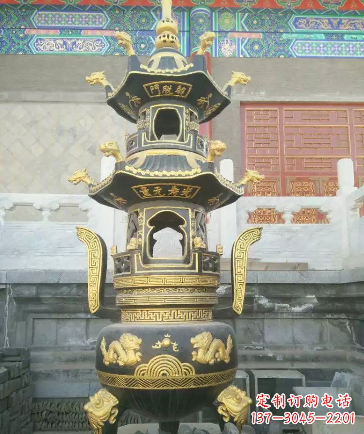 鹤壁寺庙香炉铜雕_1