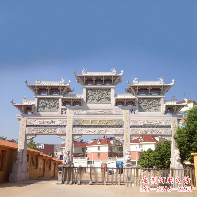 鹤壁寺院大门石雕牌楼