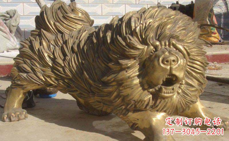 鹤壁松狮犬动物铜雕