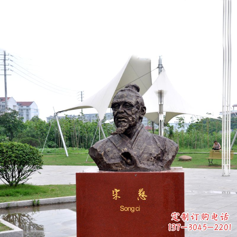 鹤壁宋慈铸铜头像雕塑-古代十大名医园林广场人物雕塑