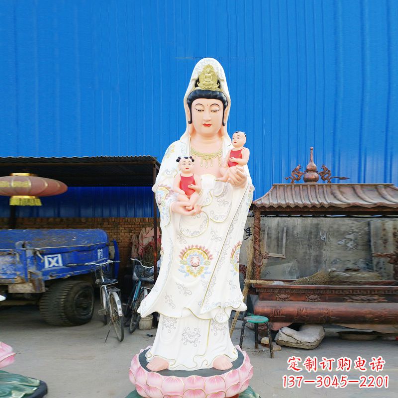 鹤壁送子观音彩绘玻璃钢雕塑