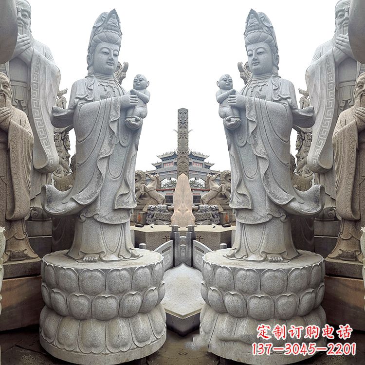 鹤壁送子观音青石雕塑