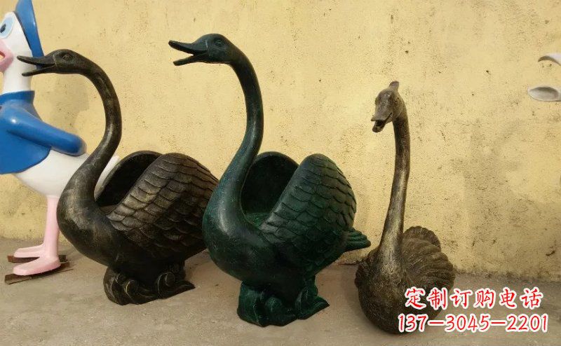 鹤壁天鹅动物铜雕 (3)