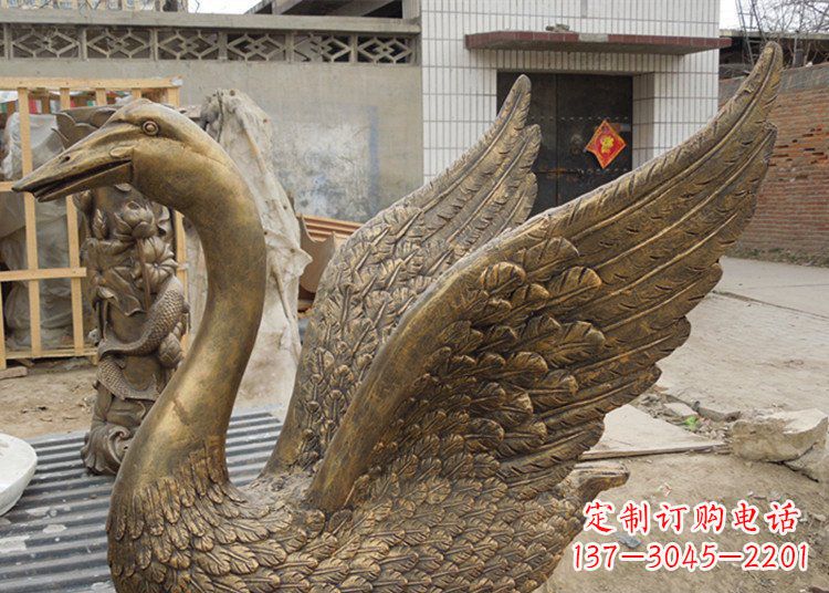 鹤壁天鹅黄铜动物铜雕